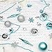 ITART 122ct Christmas Tree Ornaments Decorations Assortment Including Tree Topper Balls Snowflakes Stars Pine Cones Miniature Gift Boxes Tinsel and Beads Garlands Finial (Silver and Blue)