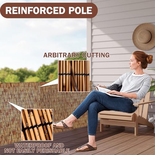 KOIUEYW Reed Screening 90 x 500 cm – Premium Garden Privacy Screen – Outdoor View for Garden, Terrace, Balcony, Fence, Palisade – Brown
