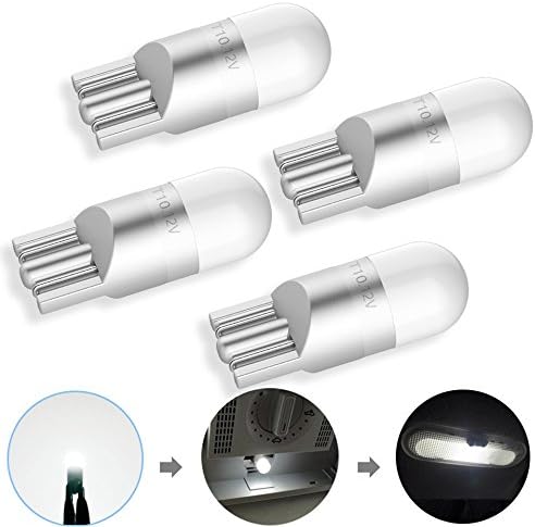 T10 LED Bulbs License Plate Light Position Front Side Marker Parking Map Door Trunk Interior Light With 12V Fits 194 168 2825 W5W Bulb Wedge White Light 0.6W Work For Car RV Motorcycle Pack of 4