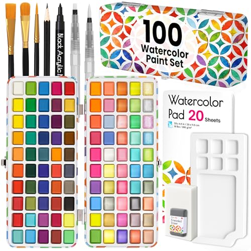 100 Watercolors Set
