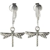Aloha Earrings Non Pierced Silver Tone Clip On Dragonfly Dangling Earrings