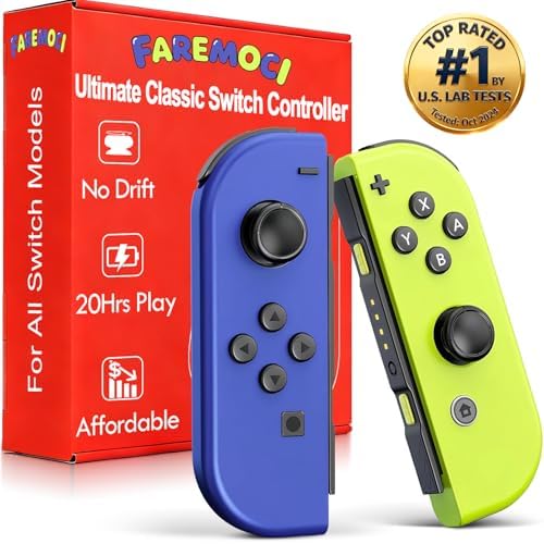 Photo 1 of FAREMOCI Switch Controller,Replacement for Switch OLED Lite,Wireless Remote with Dual Vibration,Motion Control,Screenshot,6-Axis Gyro,Wake-Up,Anti-Slip grip Joystick,Left Right Gamepad,No NFC