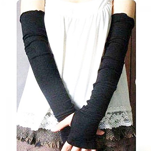 6 Pairs Women Cotton UV Protection Arm Warmer Long Fingerless Gloves Sleeves