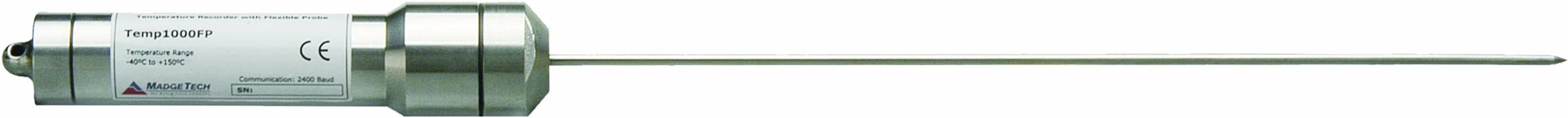 MadgeTech Temp1000FP Temperature Data Logger, Flexible 10.8" Probe, Stainless Steel Case