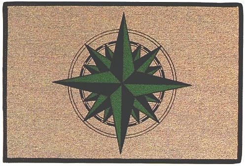 Compass Rose Nautical Doormat (Green)