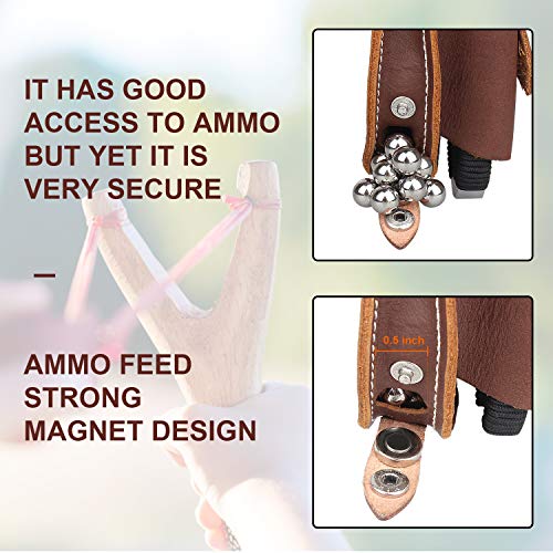 Kosibate Slingshot Ammo Pouch, Catapult Leather Hunting Holder for 3/8