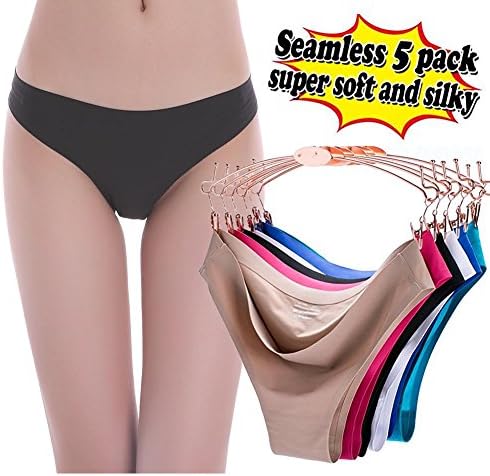 Yahua Star 5pcs Invisible Seamless Low-rise Bikini Underwear for Women Soft Stretch Half Back Coverage Panties(M/XL)