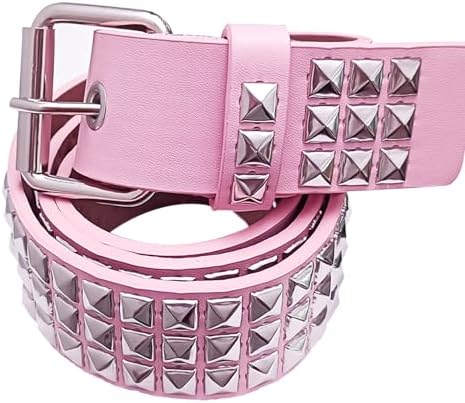 Studded Leather Belt with Pink Superman Buckle Size Medium Y2K s-l400.jpg main image 2