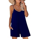 Btaiuo Womens Summer Casual Sleeveless Strap Loose Adjustable Jumpsuits Stretchy Shorts Romper with Pockets