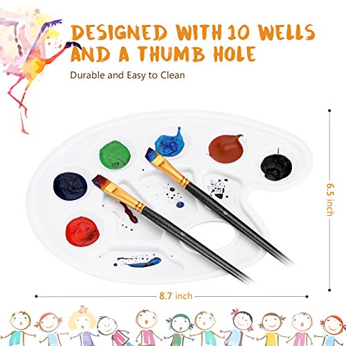 12 Pieces Paint Brushes, Atmoko Painting Brush Set with 2 Palettes for Watercolor, Acrylic & Oil Paintings, Perfect for Painting Canvas, Ceramic, Clay, Wood & Models, Great Gift for Kids, Artists