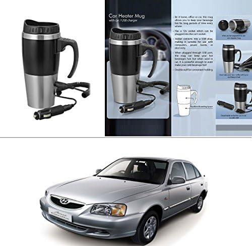 AutoStark Car Heater Mug with Car/USB Charger 500 ML Electric Kettle for Hyundai Accent
