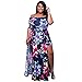 VERTTEE Maxi Women's Dress Boat Neck Short Sleeve Plus Size Print Causal Party Club Cocktail Split Women Dress XXL