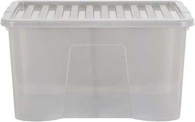 Wham Crystal 60 Litre Storage Box with Lids Pack of 4 Grey