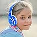 Kids Wireless Headphones,Votones Volume Limiting Adjustable Bluetooth Headphones for Children,Lightweight Fold-able Over Ear Earphone with Microphone (Blue)