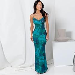 ABINGOO Women Vintage Spaghetti Strap Maxi Dress
