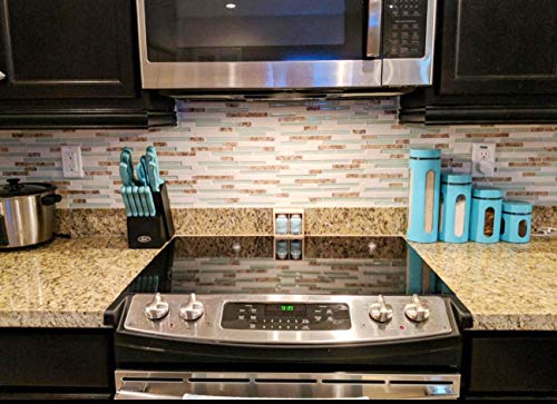 Beach Style Glass Tile Mother of Pearl Shell Resin Kitchen Backsplash Green Lake White Stone Interlocking Art Tile TSTMGT084 (10 Square Feet )