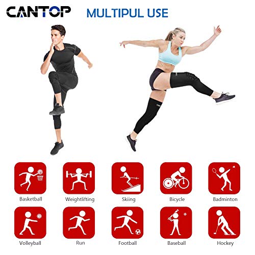 image for Cantop Compression Knee Pads Leg Sleeve Support Protector Sprots Brace