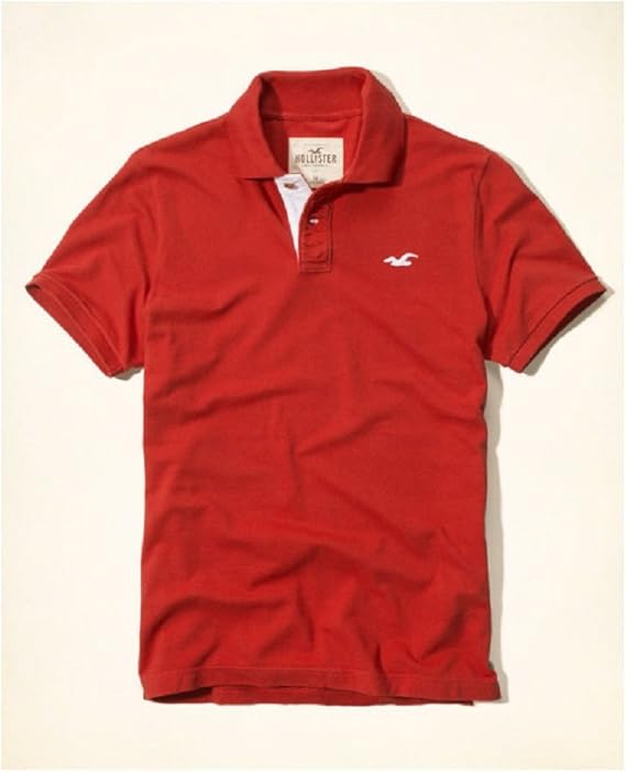 Hollister HCO Logo Men's Jersey Polo Shirt (L, Red 5 Polo) at Amazon