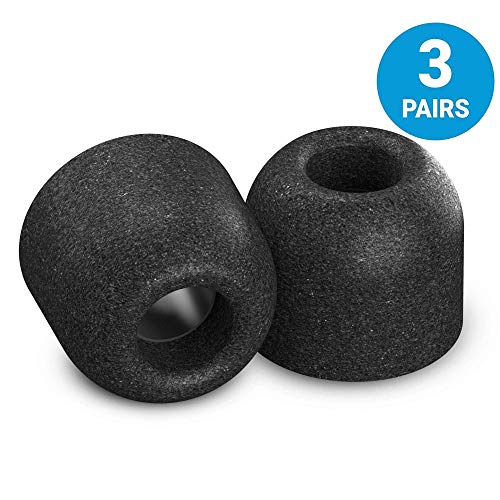 Comply Isolation T-400 Memory Foam Earphone Tips, Noise Cancelling Soft Replacement Earbud Tips, Secure Fit (Large, 3 Pair)