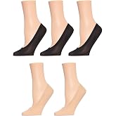 MeMoi Women's 5 Pair Pack Cotton Blend Fine Edge No Show Liner Socks