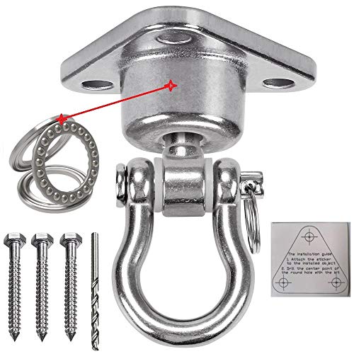 Photo 1 of 9M Stainless Steel Hanger with Smooth Swing Bearings, Heavy Duty 180°+360° Swivel Swing Hook, 1500 lb Capacity Playground Yoga Hammock Chair Rope, sandbag Porch Swing Bag Sleeve