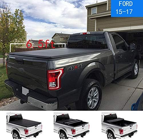 MAGO Soft Tri-Fold Truck Tonneau Cover 2015-2017 Ford Raptor F-150 UV Resistant PVC Leather Folding Truck Bed Tonneau Cover Fits 6.5Ft Truck Compartment