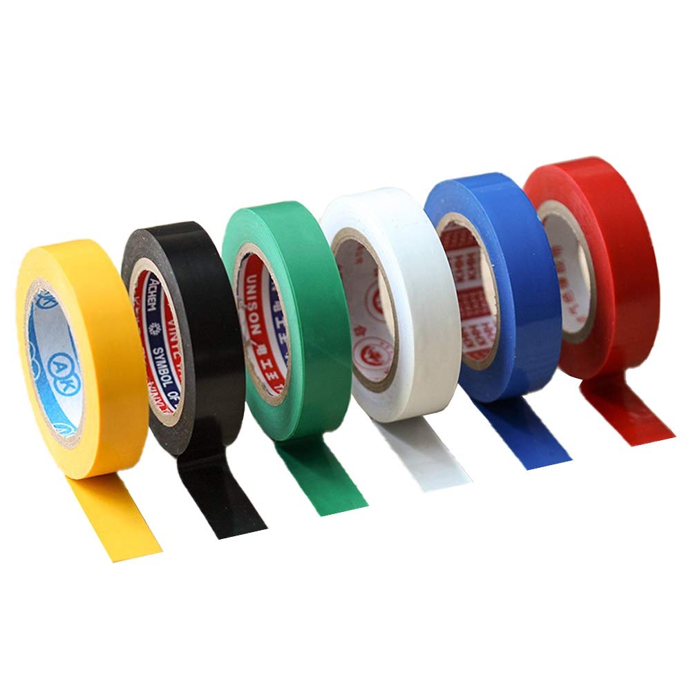 Cosswe VICOMEA 6 Pack PVC Electrical Insulation Tape Adhesive Gaffer Tape 10M x 16MM in 6 Mixed Colour