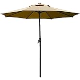 Sunnyglade 9' Patio Umbrella Outdoor Table Umbrella with 8 Sturdy Ribs (Tan)