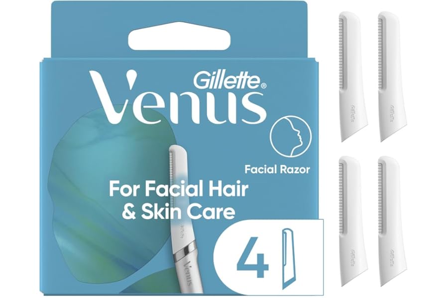 Gillette Venus Facial Razor Refills, Dermaplaning Exfoliating Replacement Blades, 4-Count