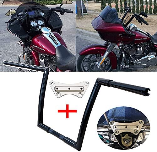 TTX-LIGHTING Black 14" Rise APE Hangers Handle Bars W/CNC 1" Top Clamp for Harley 1983-2014 Touring Road King Street Glide Road Glide Electra FLHR FLHX FLTR FLHT