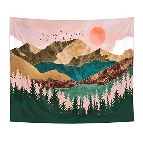 Forest Tapestry Wall Tapestry Mountain Sunset Tapestry Wall Hanging Nature Tapestry for Bedroom College Room Décor (51.2\