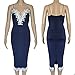 Mosunx Slim Womens Sexy Bodycon V Neck Floral Lace Evening Party Ladies Long Dress (XL, Blue)