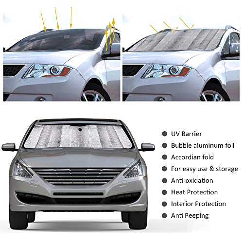 OneAmg Sonnenschutz Auto Baby + Auto Sonnenschutz Frontscheibe, Selbsthaftende Sonnenblenden für Kinder Autosonnenblende mit UV Schutz (2er Set), Sonnenblende Windschutzscheibe Sonnenblende Faltbare