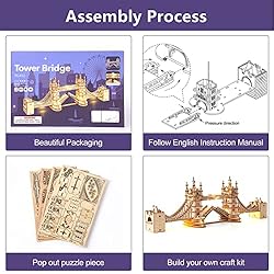 ROBOTIME 3D Puzzle Wooden Craft Kits with LED Light