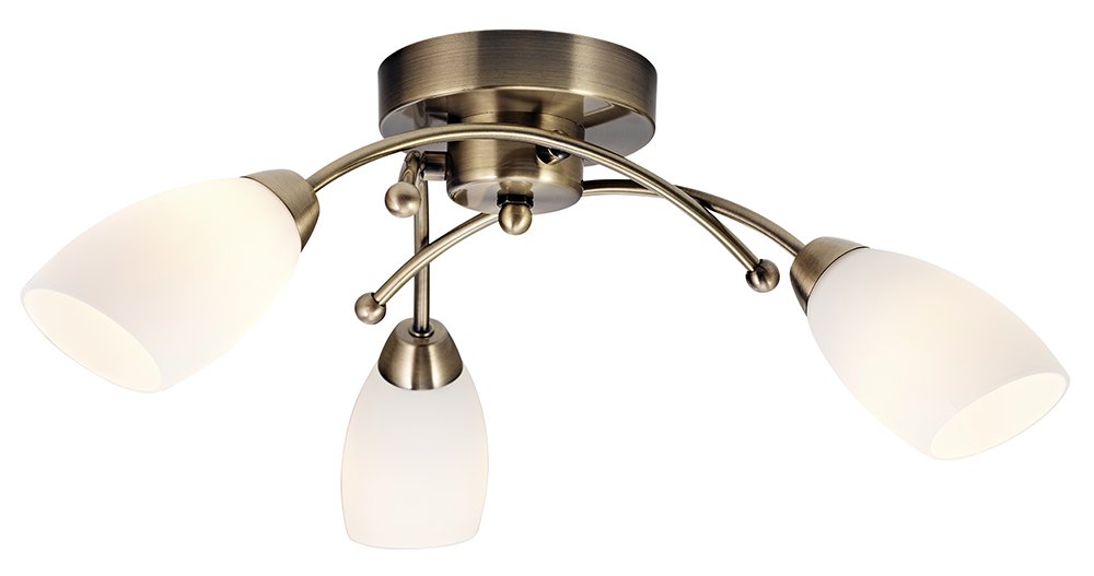 Contemporary 3 Arm Antique Brass Ceiling Light Fitting by Happy Homewares
