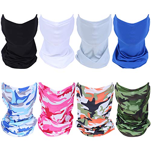 8 Pieces Summer UV Protection Face Mask Neck Gaiters Freezer Face Mask Bandana, 8 Colors (Color 1)
