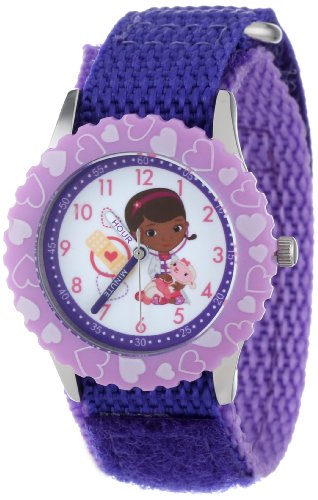 Disney Kids' W000911 Doc McStuffins Stainless Steel Time Teacher Printed Bezel Purple Nylon Strap Watch Disney Kids' W000911 Doc McStuffins Stainless Steel Time Teacher Printed Bezel Purple Nylon Strap Watch