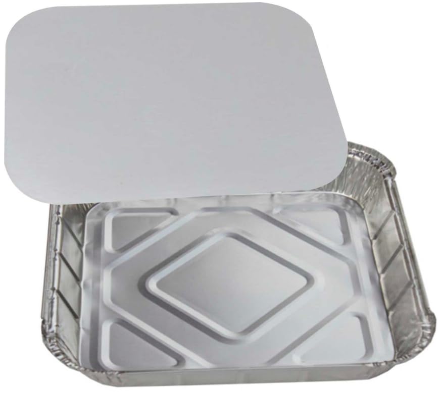 Bakery Direct 25 x Large Aluminium Foil Recyclable Food Containers 9" X 9" X 2" With Foil Lids & Free Disposable Piping Bag!