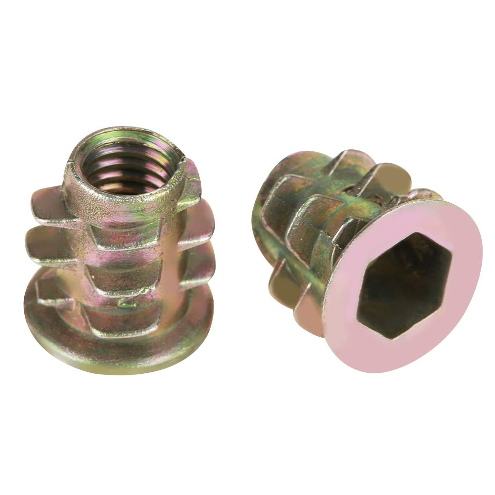 Hex Socket Screw-in Nuts 50Pcs Zinc Alloy M5 Threaded Insert Nuts for Wood Wooden Furniture, M5*10mm