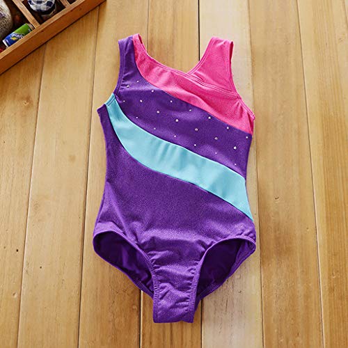 Tronet Baby/Toddler Girl Summer Romper Gymastics Leotard Dance Ballet Training Bodysuit Dancewear One Piece Purple