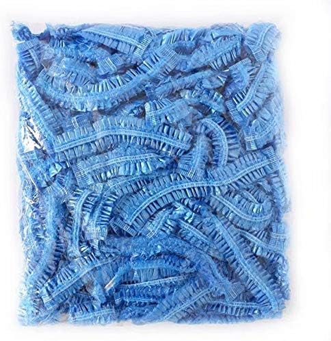 100pcs Disposable Plastic Shower Bathing Caps (Transparent Blue-THM02CXSM)