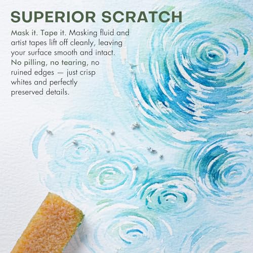 Fuumuui 30 Sheets Watercolour Journal 7.6 x 7.6 in/19.3 x 19.3cm, 100% Cotton Watercolour Paper 140LB/300GSM, Cold Pressed Travel Watercolor Sketchbook for Art Painting, Drawing, Mixed Media