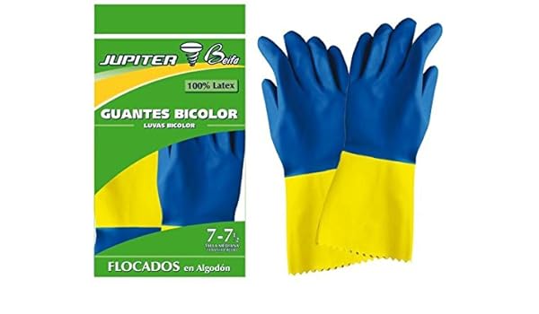 POESSA Guantes Jupiter Flocado Algodon Bicolor Latex Talla M 7-7,5: Amazon.es: Hogar