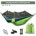 Ufanore Camping Hammock Lightweight Nylon Portable Hammock Easy Assembly Best Parachute Double Hammock (Light Green & Blackish Green with net, 102in 55in)