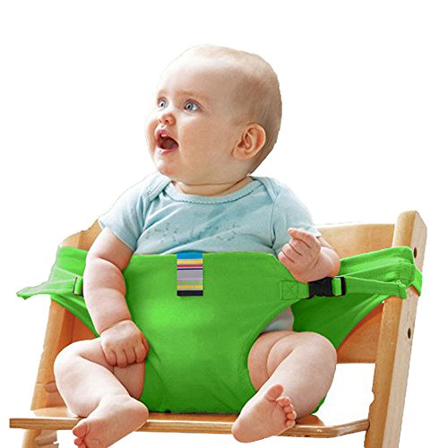 Portable Baby Feeding Chair Belt - Toddler Safety Harness - Baby Safe Seating Wrap - Shopping Cart Safety Strap - Outdoor Portable Travel High Chair Booster Baby Seat Soft Belt #81086 (Green)