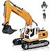DOUBLE  E 17 Channel Full Functional Remote Control Truck Metal Shovel RC Excavator with 2 Bonus Drill and Grasp