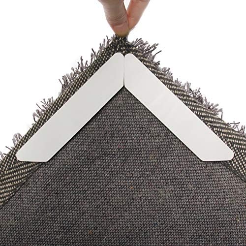 Zenzus Rug Gripper, 8pc White Anti Slip Rug Gripper for Wooden Floors, Keep Your Rug in Places for Corners and Edges, Reusable Anti Curling Rug Gripper for Carpets - Ideal Anti Slip Rug Pad for Rugs