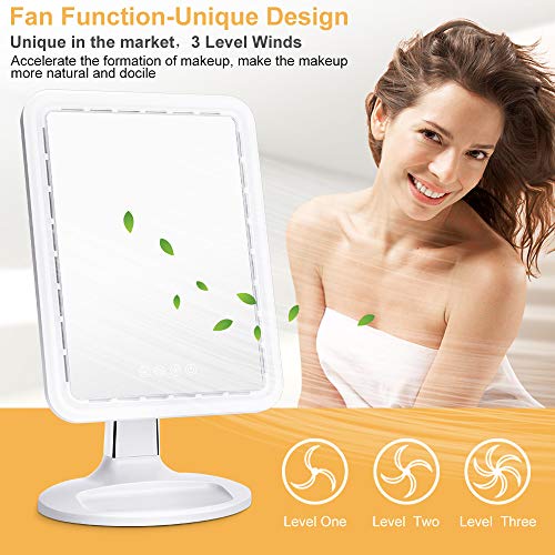 image for KEDSUM 16.5 Inch Large Lighted Makeup Mirror with Fan Function, 3 Leve