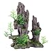 Aquarium Mountain View Stone with Tree, Rock Betta Hideout Cave Mountain Landscape Fish Tank Decoration