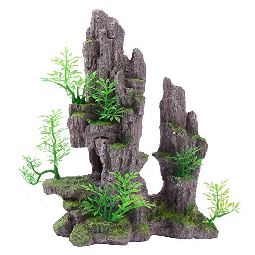 Saim Aquarium Mountain View Stone Ornament Tree Rock Cave Fish Tank Decoration
